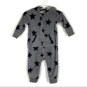 Carter's Gray Fleece Jumpsuit w/ Black Stars Size 9M